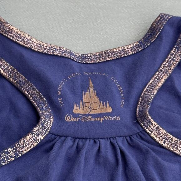 Walt Disney World 50th Anniversary Tank Top Girl L 10/12 Gold Foil Mickey - Picture 4 of 7